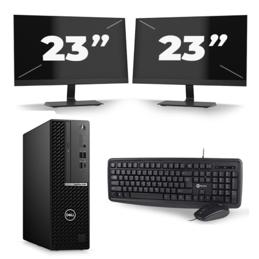 Dell Optiplex 5050 Micro Tower - Intel Core i5-6e Generatie - 8GB RAM - 256GB SSD - Windows 11 + 2x 23 inch Monitor