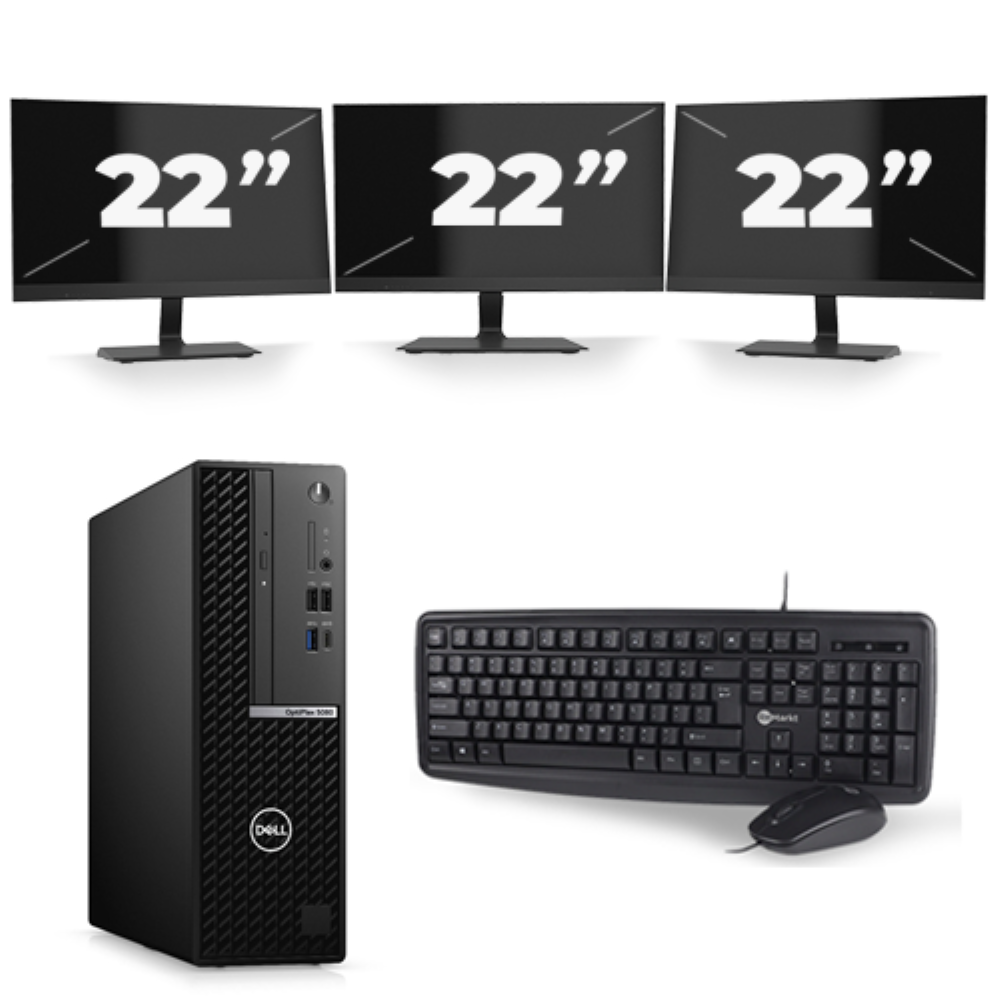 Dell Optiplex 5050 Micro Tower - Intel Core i5-6e Generatie - 8GB RAM - 256GB SSD - Windows 11 + 3x 22 inch Monitor