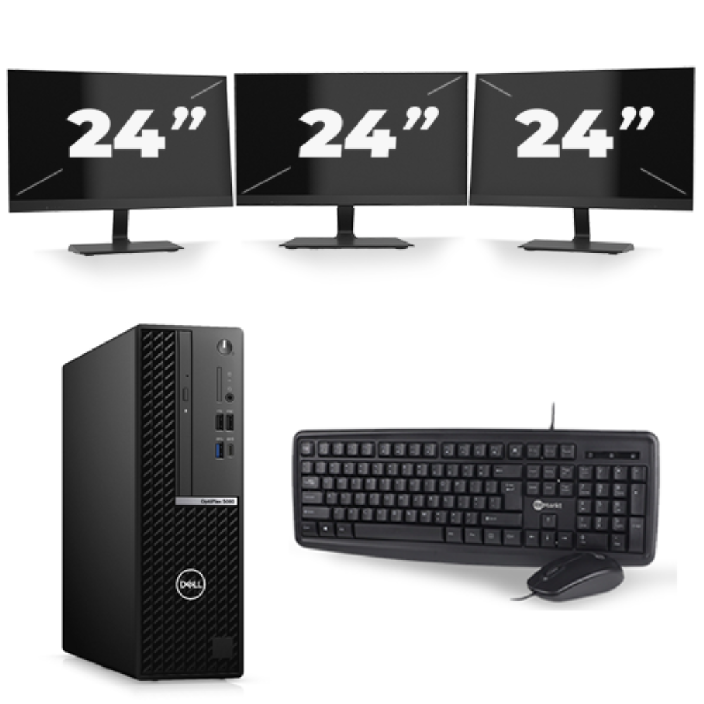Dell Optiplex 5050 Micro Tower - Intel Core i3-6e Generatie - 8GB RAM - 256GB SSD - Windows 11 + 3x 24 inch Monitor