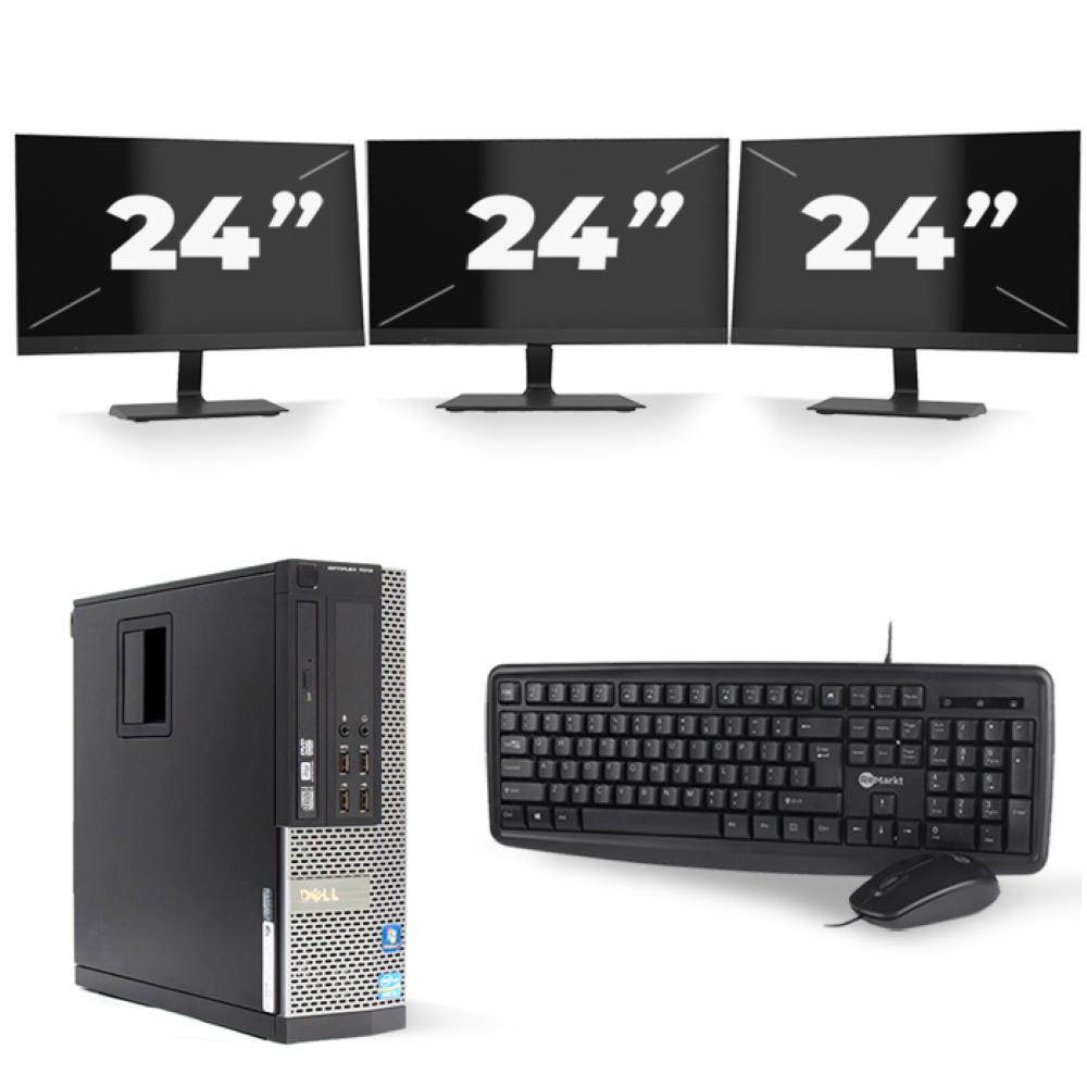 Dell Optiplex 7010 SFF - Intel Core i3-3e Generatie - 8GB RAM - 256GB SSD - Windows 10 + 3x 24 inch Monitor