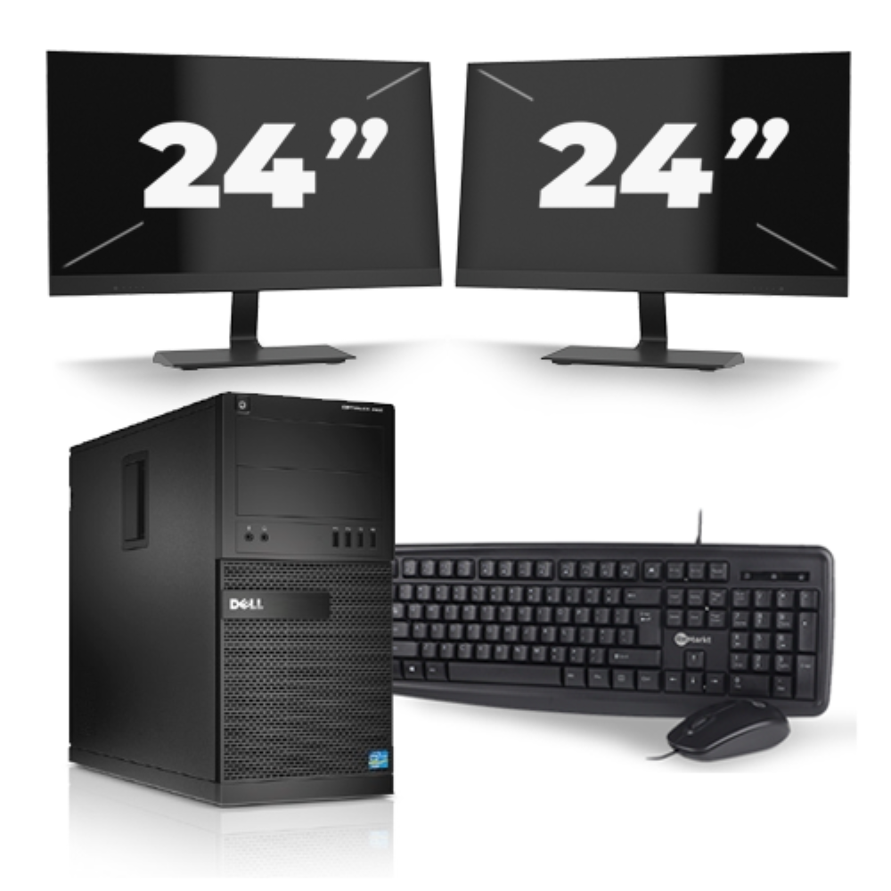 Dell Optiplex XE2 Micro Tower - Intel Core i5-4e Generatie - 8GB RAM - 256GB SSD - Windows 10 + 2x 24 inch Monitor