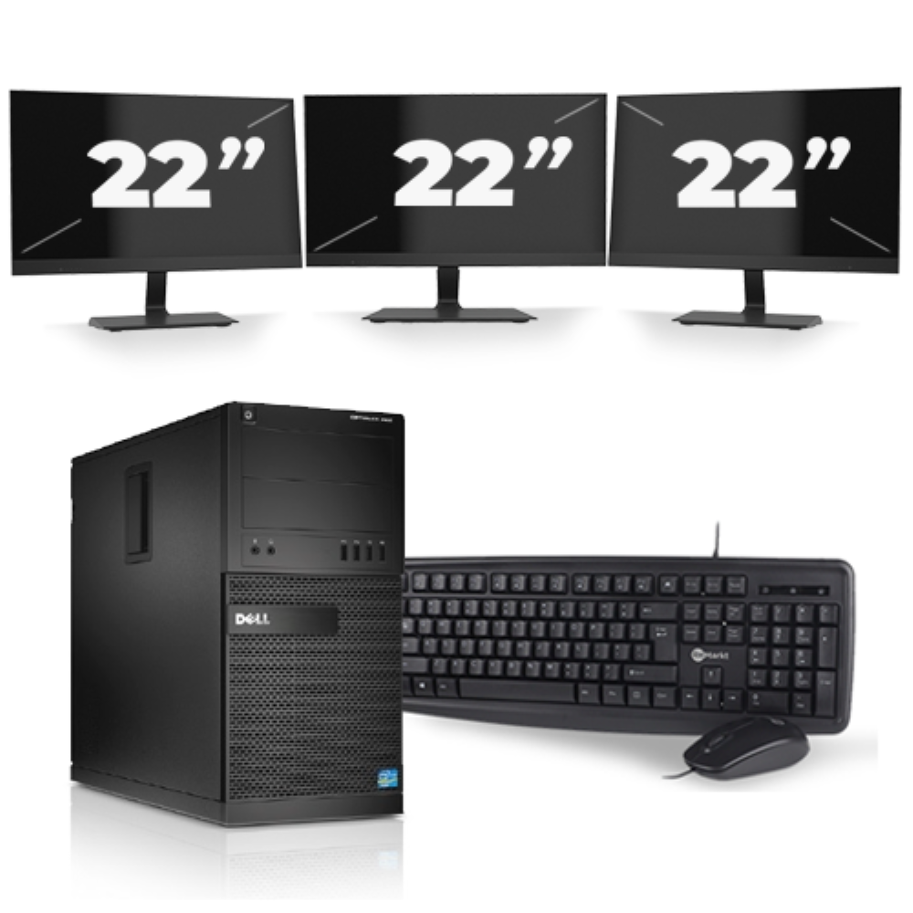 Dell Optiplex XE2 Micro Tower - Intel Core i7-4e Generatie - 16GB RAM - 256GB SSD - Windows 10 + 3x 22 inch Monitor