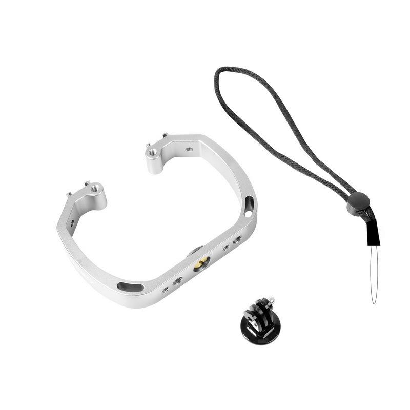 CAOW4 Camerabeugel Dubbele arm Handheld Ondersteuning Stabilisator Handgreep Duiken Onderwaterfotografie zilver