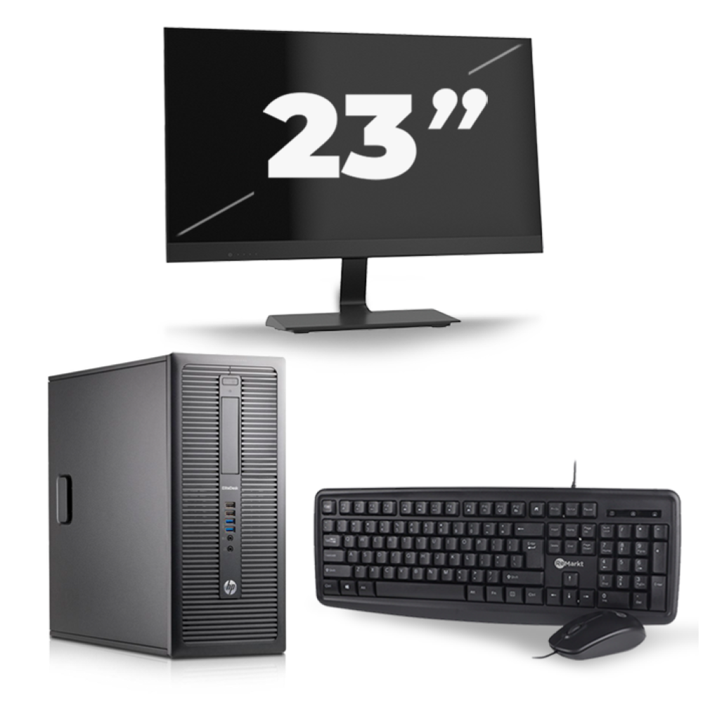 HP EliteDesk 800 G1 Tower - Intel Core i5-4e Generatie - 8GB RAM - 256GB SSD - Windows 10 + 1x 23 inch Monitor
