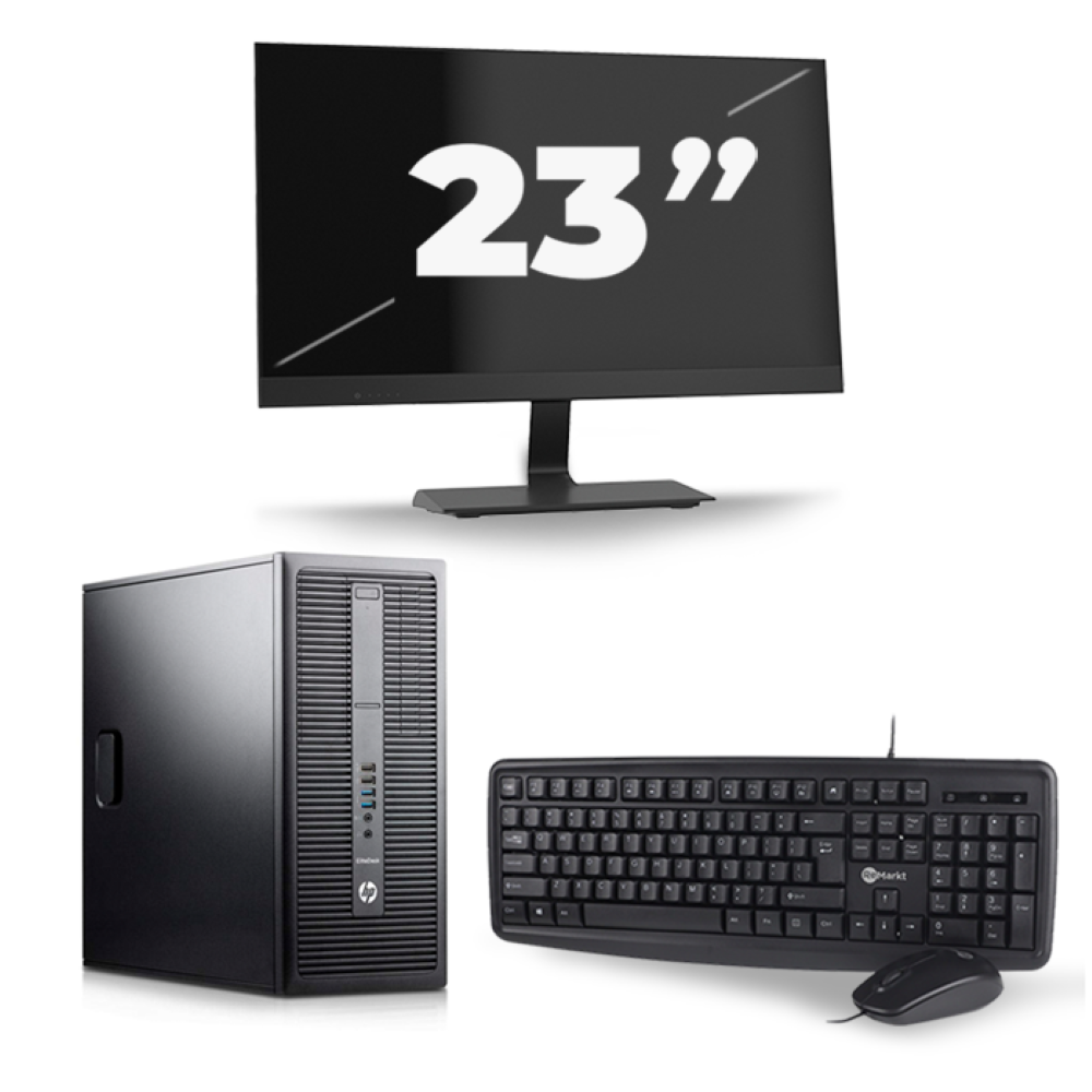 HP EliteDesk 800 G2 Tower - Intel Core i3-6e Generatie - 8GB RAM - 256GB SSD - Windows 11 + 1x 23 inch Monitor