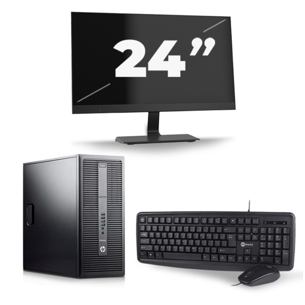 HP EliteDesk 800 G2 Tower - Intel Core i7-6e Generatie - 16GB RAM - 256GB SSD - Windows 11 + 1x 24 inch Monitor