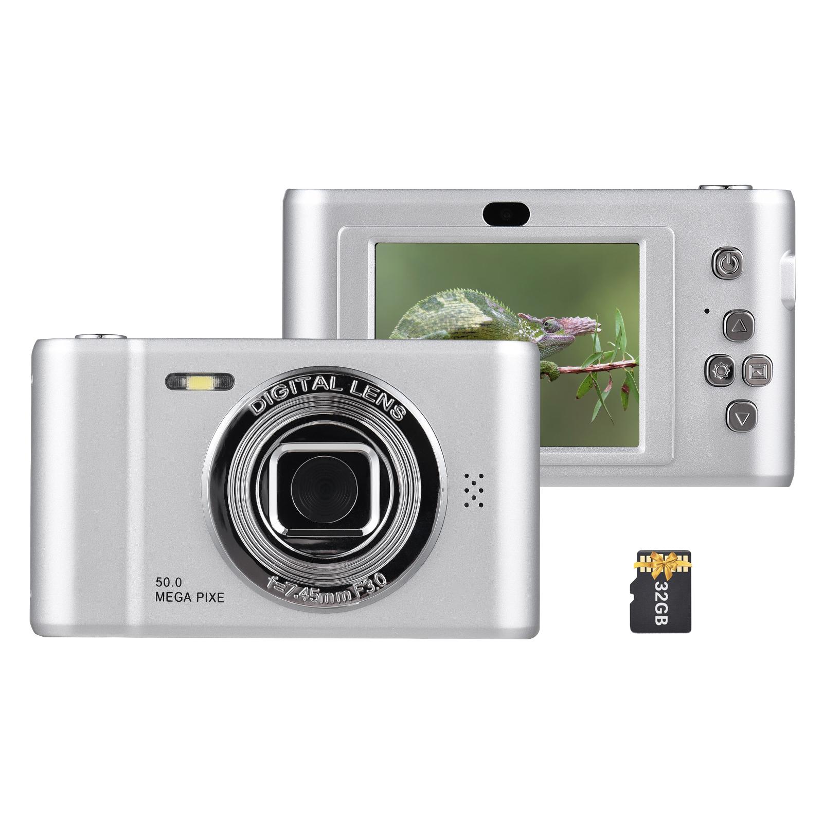 Honor Electronics 1080P digitale camera Digitale videocamera 50MP foto dubbele lens 2,4 inch scherm 8x digitale zoom zilver