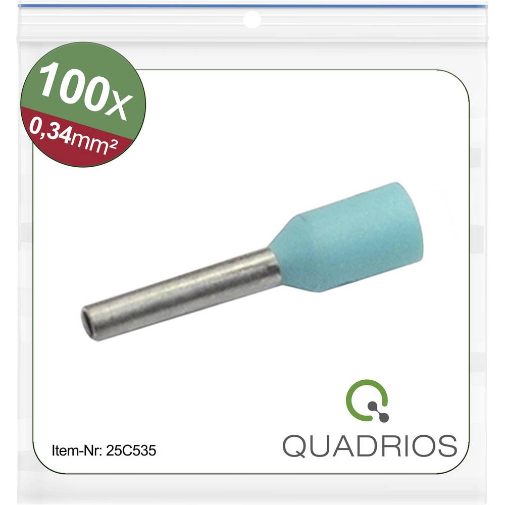 Quadrios 25C535 Adereindhulzen 0.34 mm² Deels geïsoleerd Turquoise 100 stuk(s)