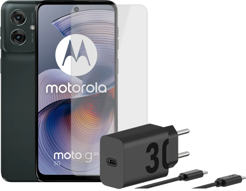 Motorola Moto G55 256GB Zwart 5G  + Accessoirepakket