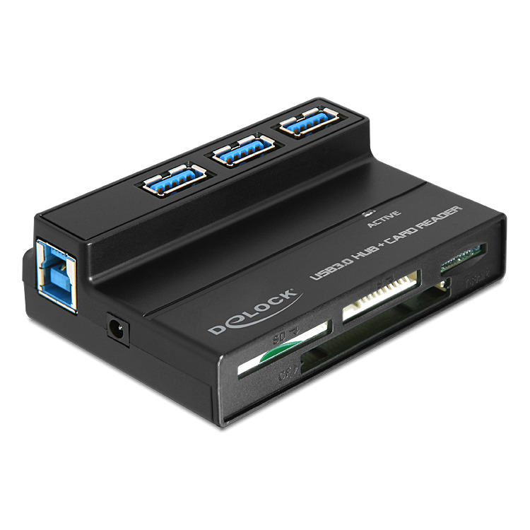 DeLOCK USB 3.0 Cardreader all in 1 + 3 Port USB 3.0 Hub Kaartlezer