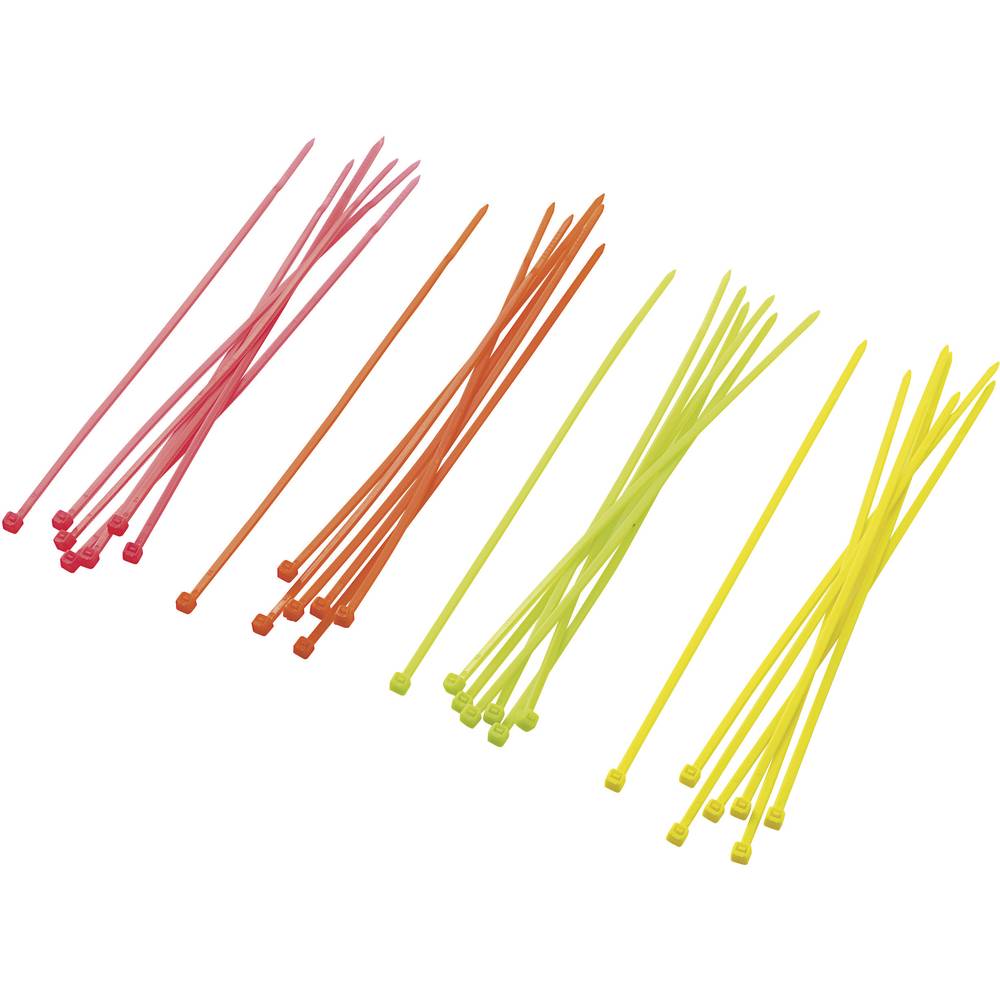 Conrad Components 546074 ST150M Kabelbinder 150 mm 2.50 mm Neon-groen, Neon-oranje, Neon-geel, Neon-pink 80 stuk(s)