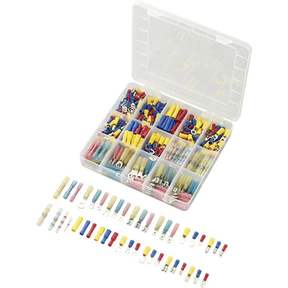 Conrad Components 739925 Assortiment kabelschoenen 0.50 mm² - 2.50 mm² Blauw, Geel, Rood, Wit 382 stuk(s)