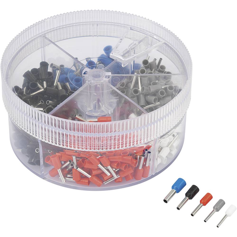 Conrad Components 739772 Assortiment adereindhulzen 0.50 mm² - 2.50 mm² Wit, Grijs, Rood, Zwart, Blauw 400 stuk(s)