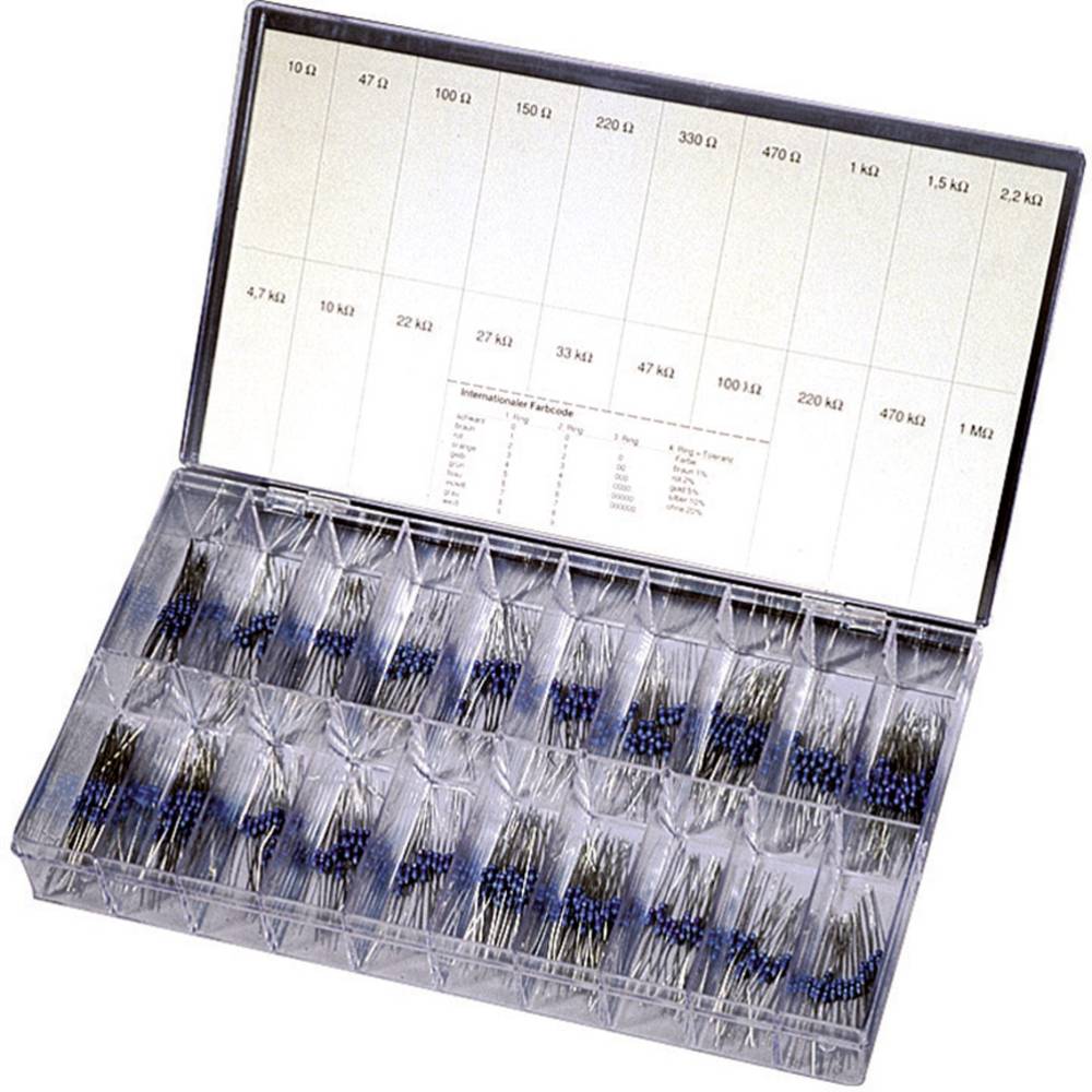 Conrad Components 418714 Metaalfilmweerstand assortiment Axiaal bedraad 0.25 W 1 % 390 stuk(s)
