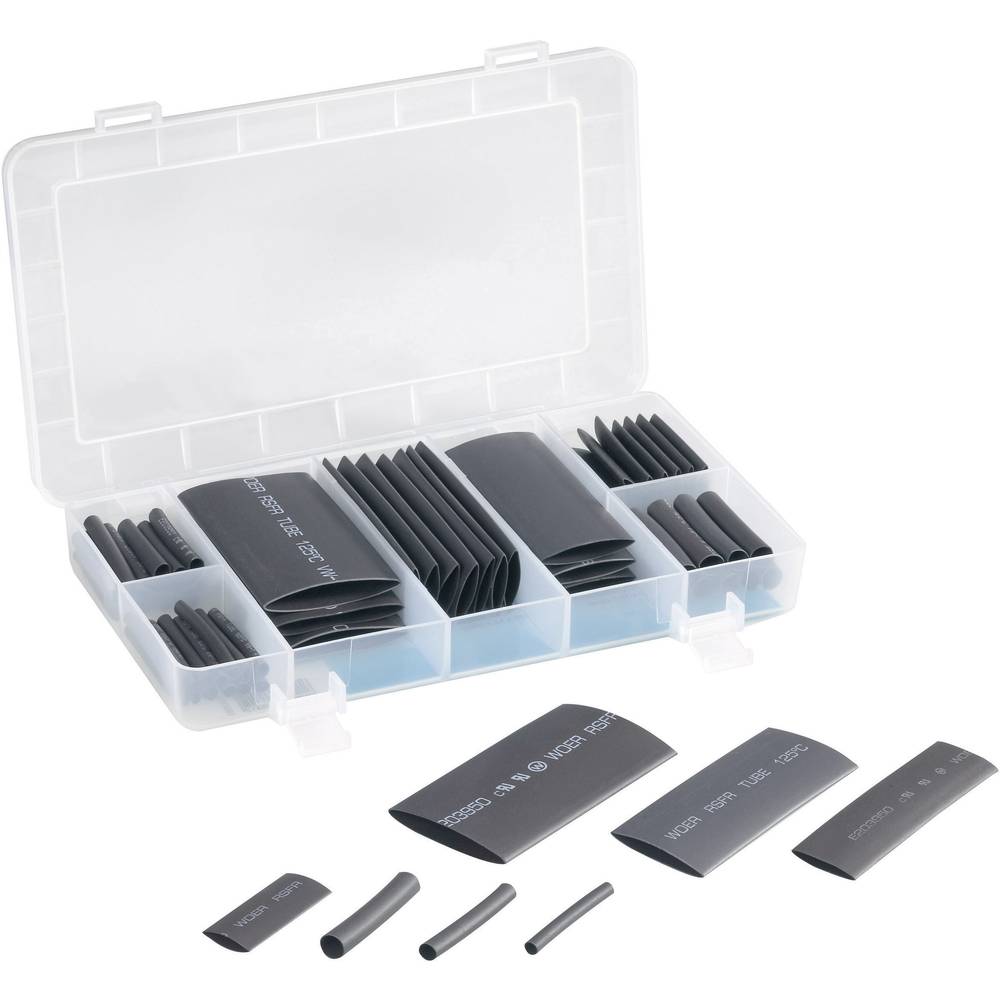Conrad Components 523800 Krimpkous assortiment Zwart Krimpverhouding:2:1 63 onderdelen