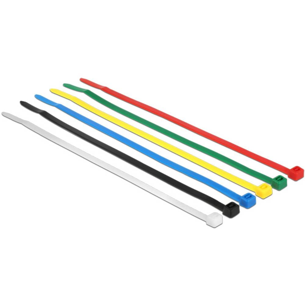 Delock 18626 Assortiment kabelbinders Zwart, Blauw, Groen, Rood, Transparant, Geel 100 stuk(s)