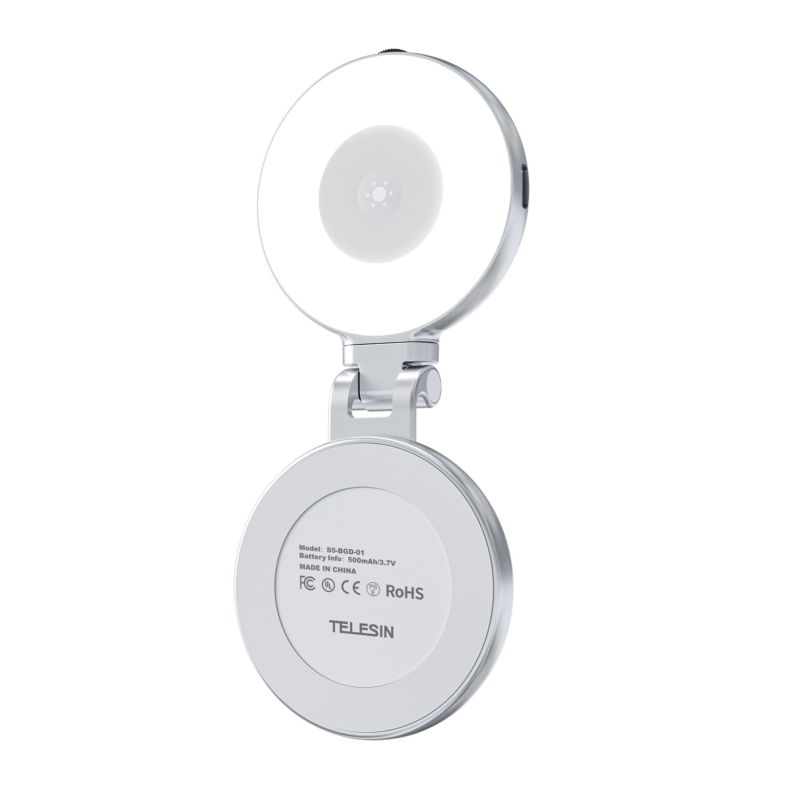 Telesin C03 Selfie Light MagSafe draaibaar + spiegel Zilver