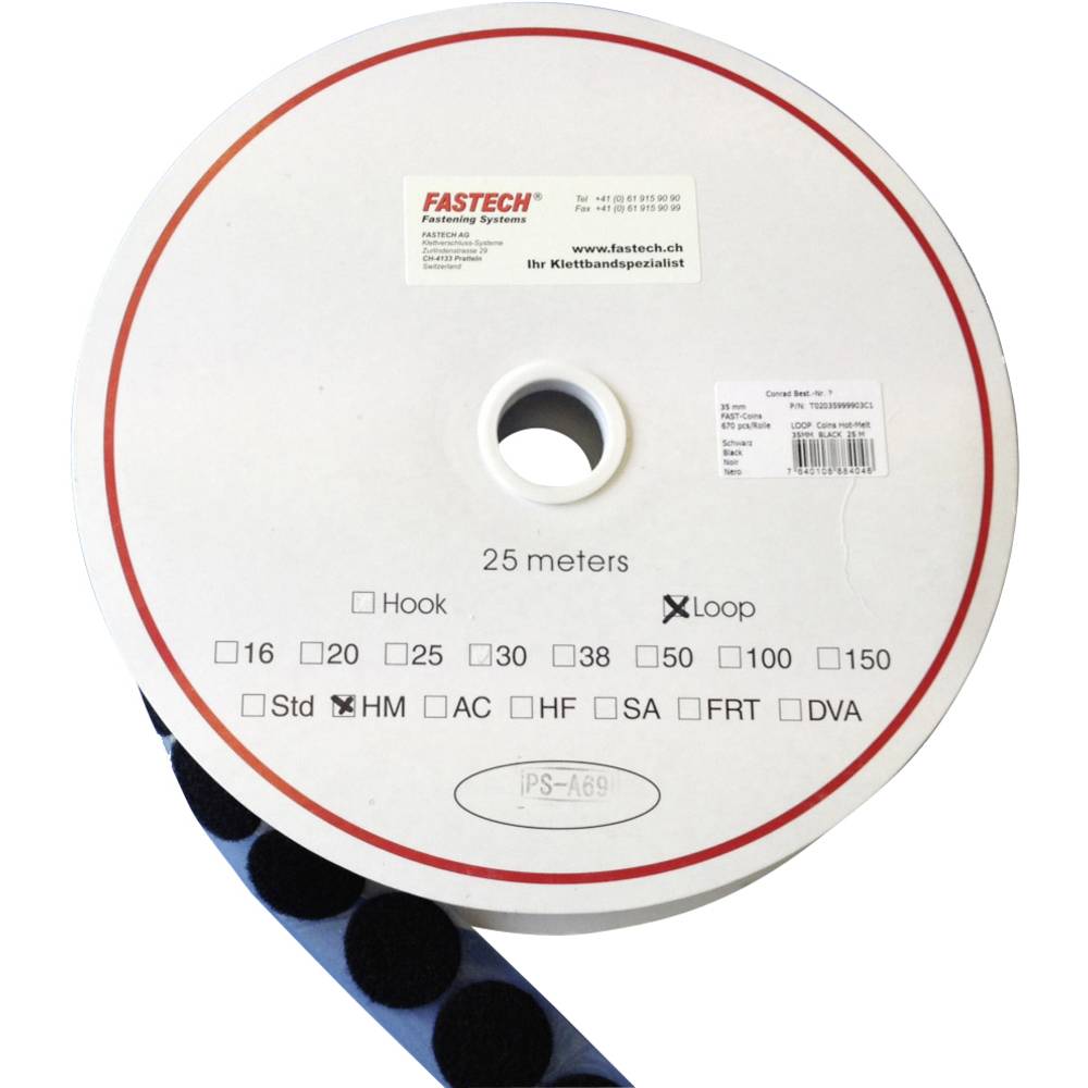 FASTECH Klittenband punt Om vast te plakken Hotmelt Lusdeel (Ø) 20 mm Zwart 5 m