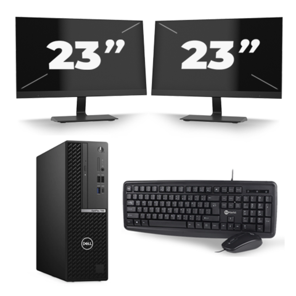 Dell OptiPlex 7080 USFF - Intel Core i3-10e Generatie - 16GB RAM - 256GB SSD - Windows 11 + 2x 23 inch Monitor