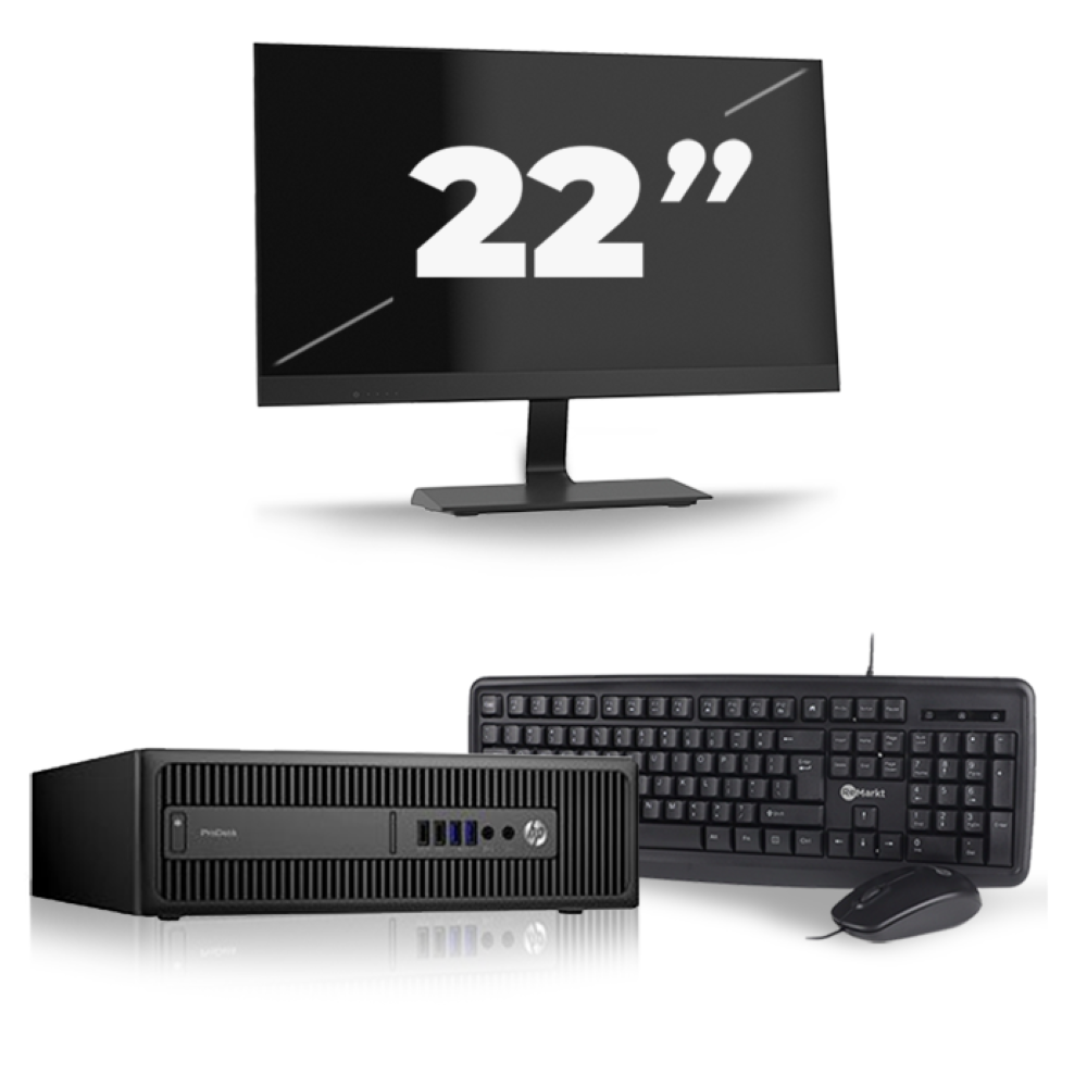 HP ProDesk 600 G2 SFF - Intel Core i3-6e Generatie - 8GB RAM - 256GB SSD - Windows 11 + 1x 22 inch Monitor