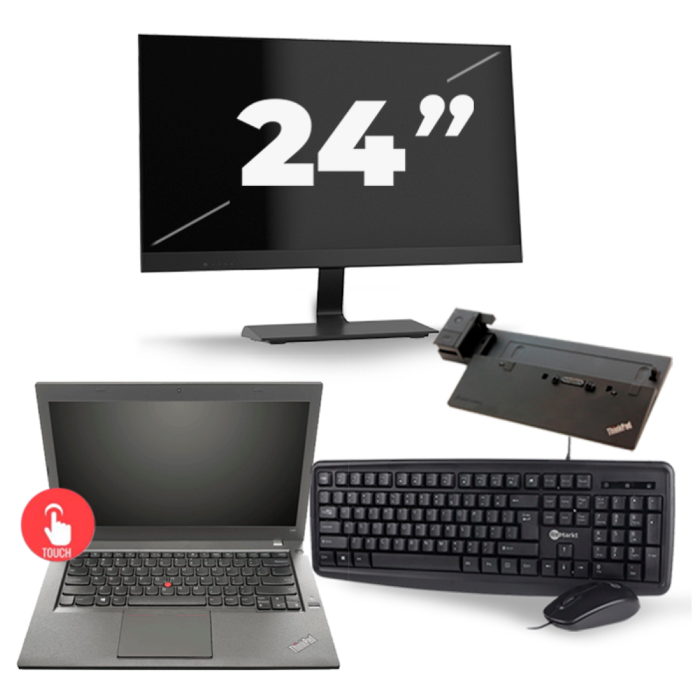 Lenovo ThinkPad T440s - Intel Core i5-4e Generatie - 14 inch - Touch - 8GB RAM - 256GB SSD - Windows 11 + 1x 24 inch Monitor