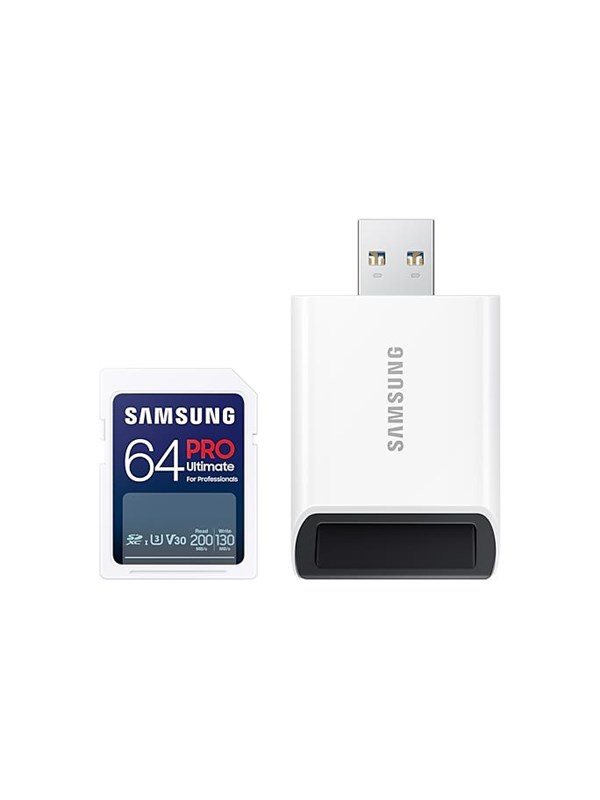 Samsung PRO Ultimate SD Card 64GB + USB-kaartlezer SD-Kaart Wit