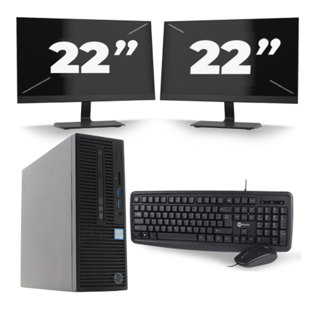 HP 280 G2 SFF - Intel Core i3-6e Generatie - 8GB RAM - 256GB SSD - Windows 11 + 2x 22 inch Monitor