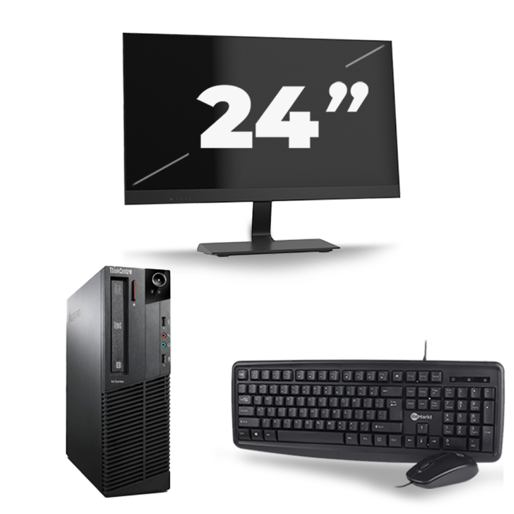 Lenovo ThinkCentre M92P SFF - Intel Core i3-3e Generatie - 8GB RAM - 256GB SSD - Windows 10 + 1x 24 inch Monitor