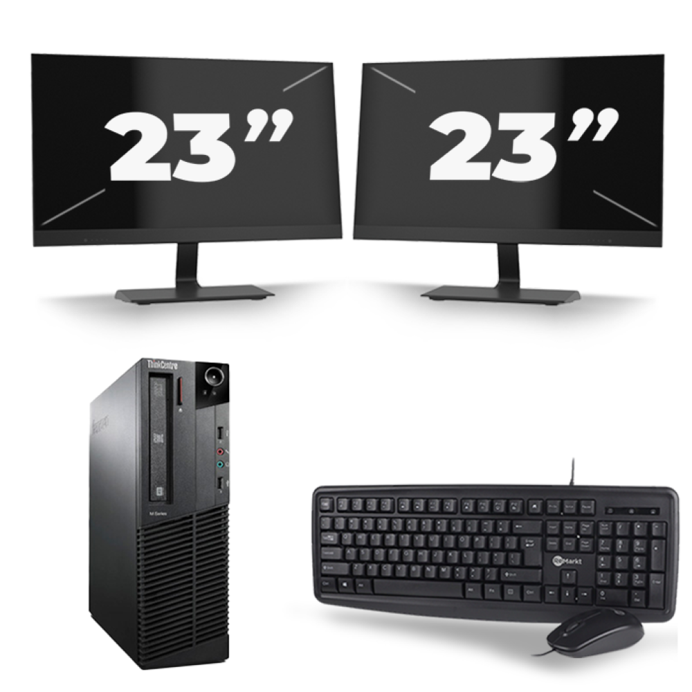 Lenovo ThinkCentre M92P SFF - Intel Core i3-3e Generatie - 8GB RAM - 256GB SSD - Windows 10 + 2x 23 inch Monitor