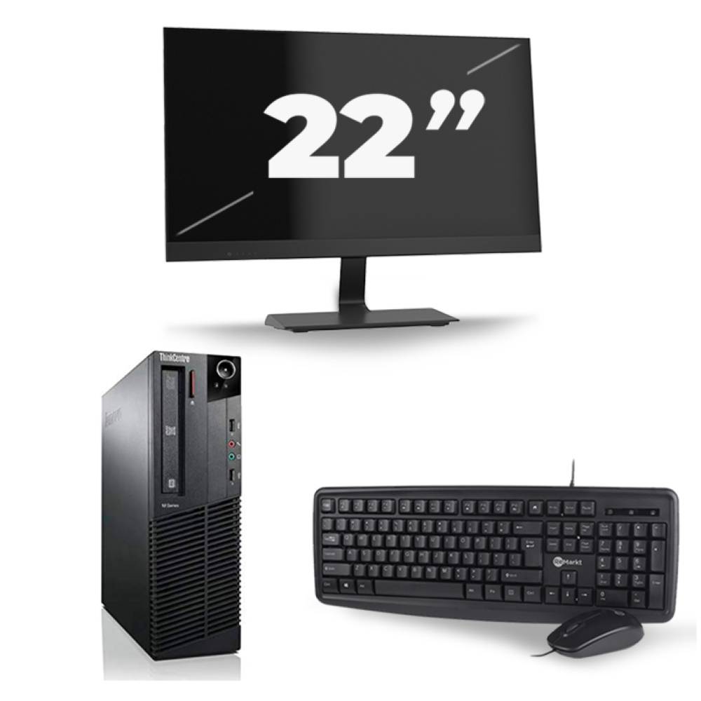 Lenovo ThinkCentre M93p SFF - Intel Core i5-4e Generatie - 8GB RAM - 256GB SSD - Windows 10 + 1x 22 inch Monitor