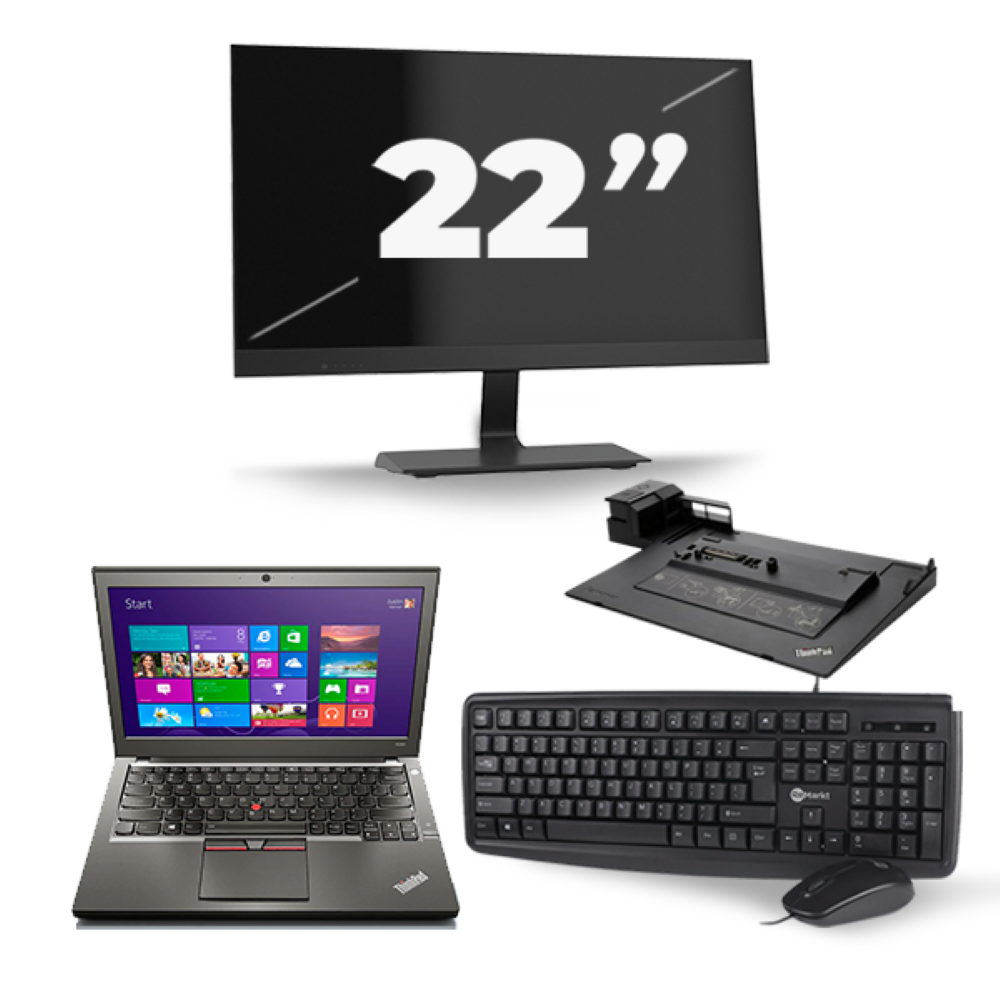 Lenovo ThinkPad X250 - Intel Core i7-5e Generatie - 12 inch - 8GB RAM - 256GB SSD - Windows 11 + 1x 22 inch Monitor