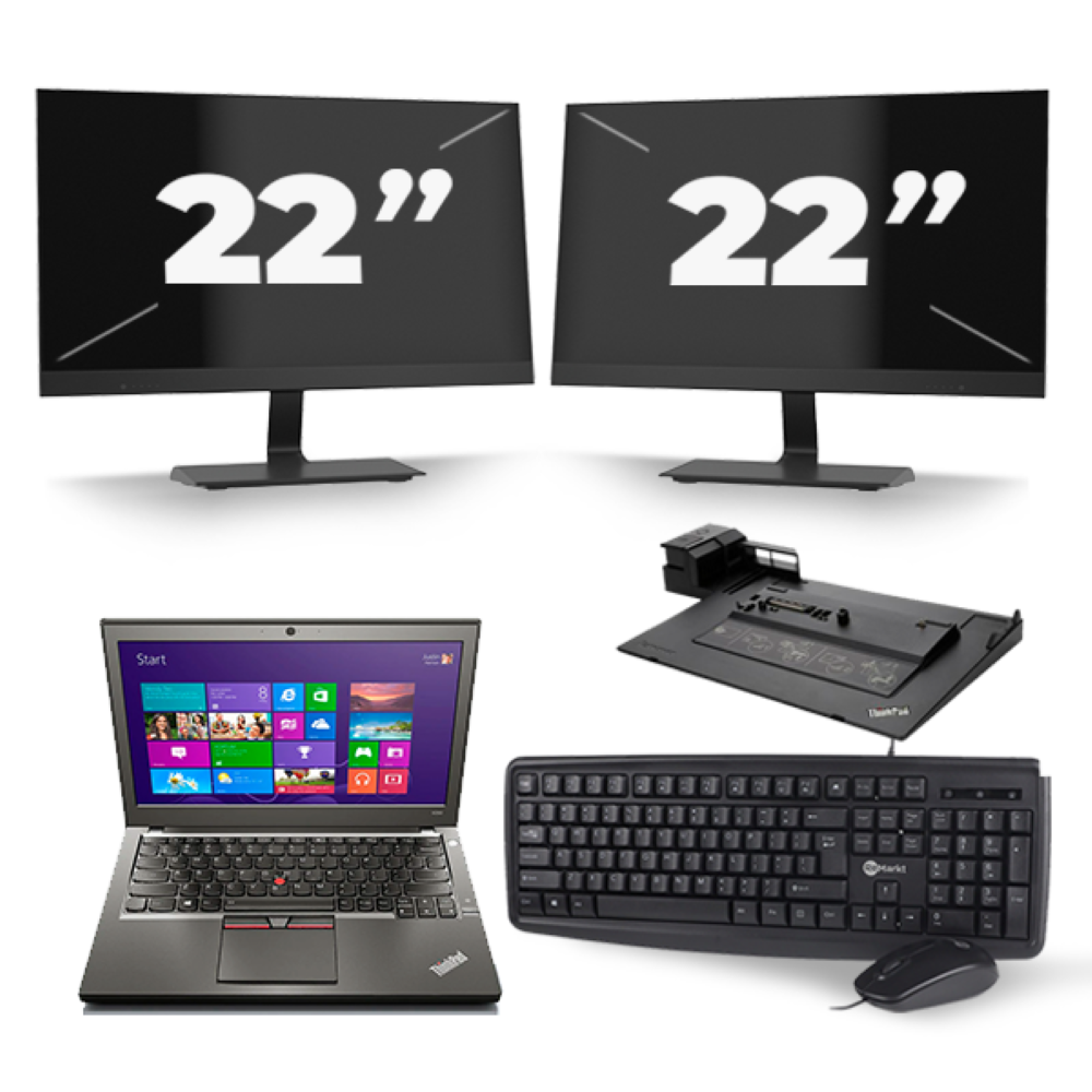 Lenovo ThinkPad X250 - Intel Core i7-5e Generatie - 12 inch - 8GB RAM - 256GB SSD - Windows 11 + 2x 22 inch Monitor