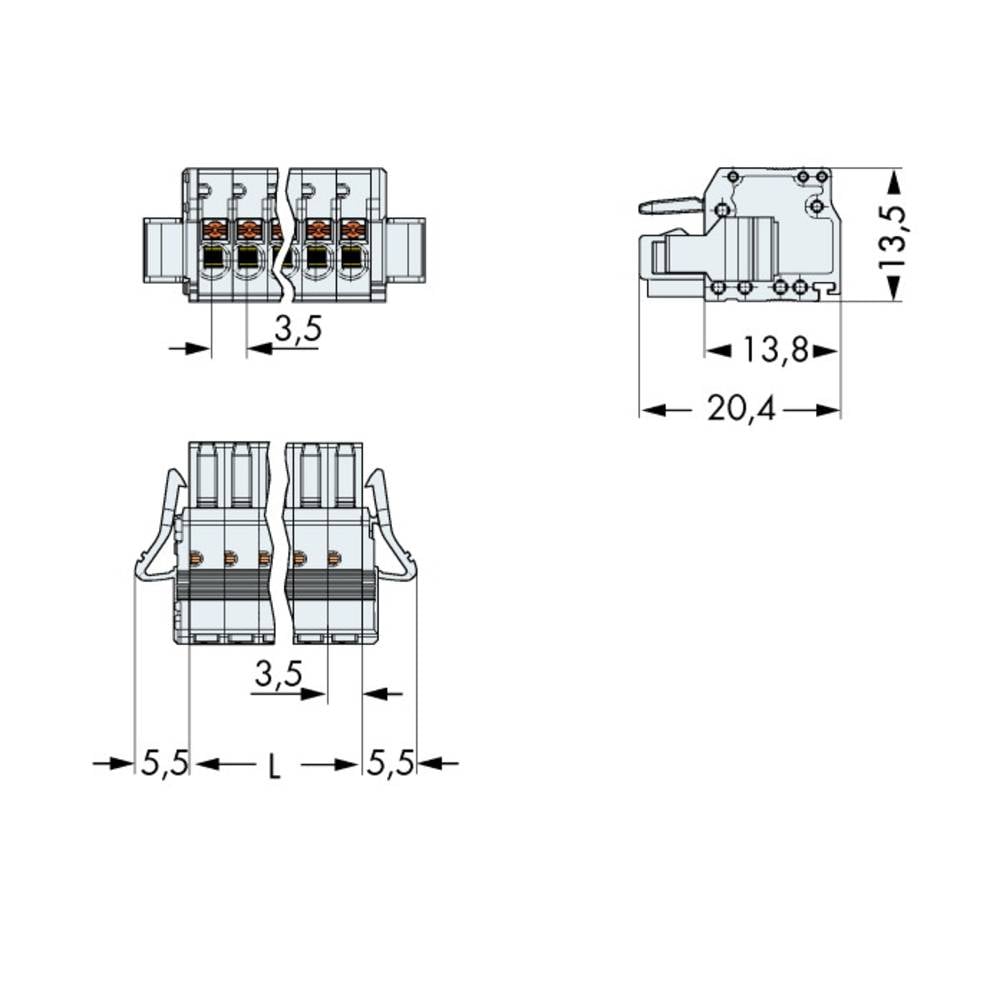 WAGO 2734-114/037-000 Female behuizing (kabel) 2734 Totaal aantal polen 14 Rastermaat: 3.50 mm 25 stuk(s)