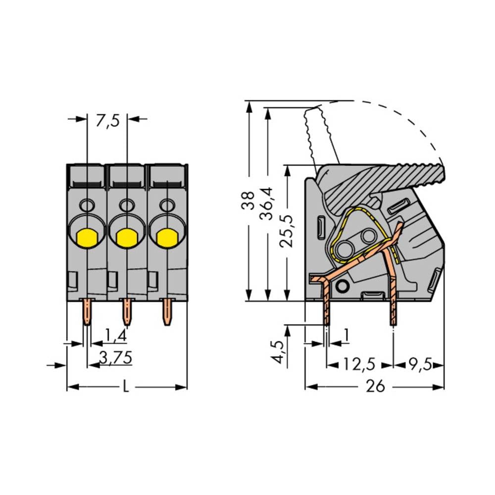 WAGO 2706-112 Veerkrachtklemblok 6.00 mm² Aantal polen 12 Grijs 10 stuk(s)