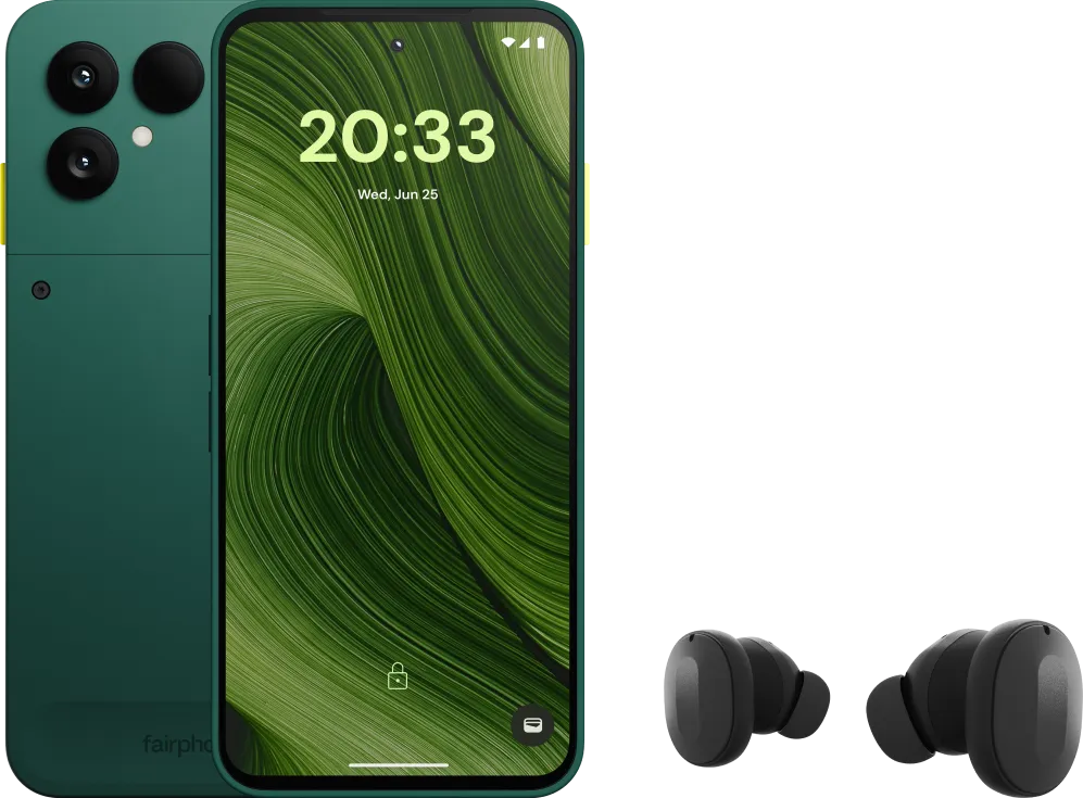 Fairphone 6 256GB Groen 5G +  Fairbuds True Wireless Earbuds Zwart
