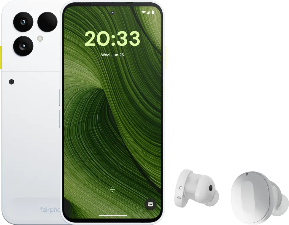 Fairphone 6 256GB Wit 5G +  Fairbuds True Wireless Earbuds Wit