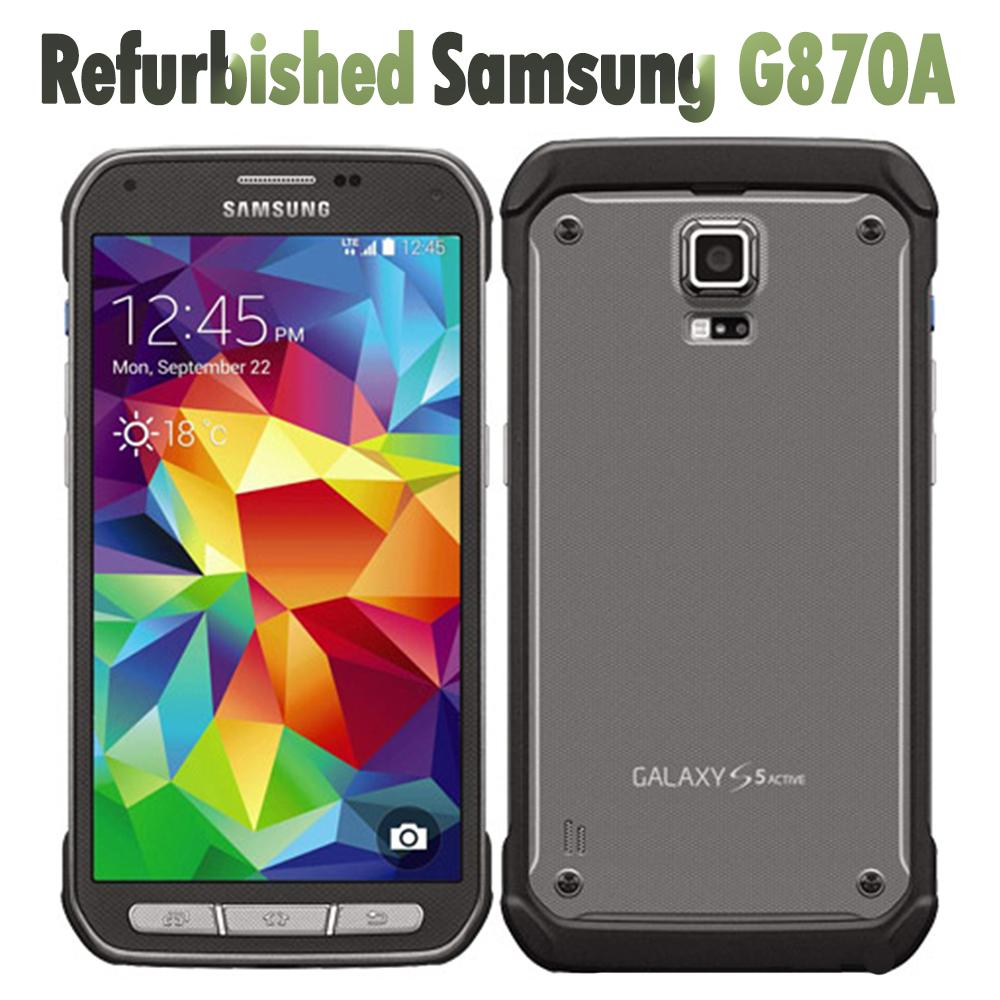 Samsung 95% nieuw Gereviseerd  Origineel  Galaxy S5 Active G870A 4G 16MP 2GB RAM 16GB ROM Mobiele Telefoon simple set grijze kleur