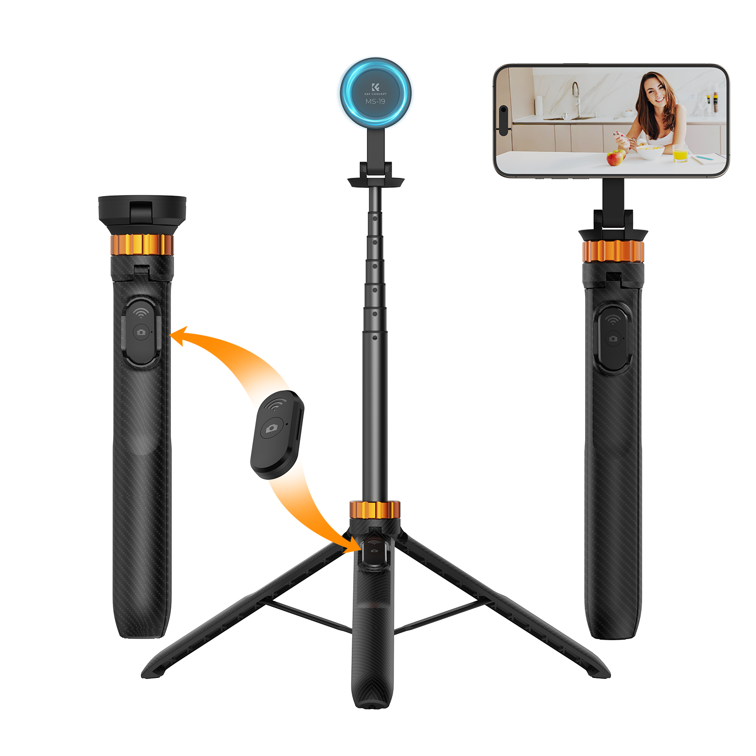 K&F Concept MS19 Selfie Stick Statief Magnetisch 162cm