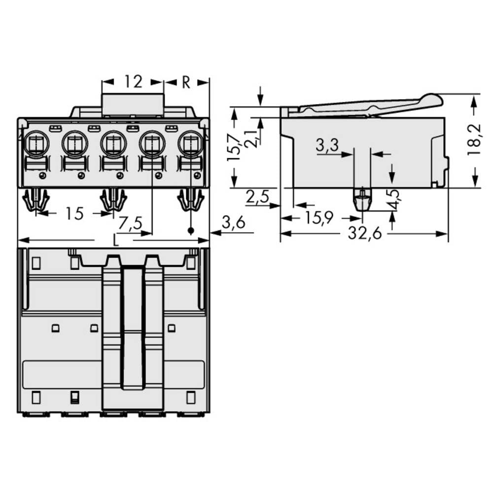 WAGO 2092-3522/020-000 Male behuizing (board) 2092 Totaal aantal polen: 2 Rastermaat: 7.50 mm Inhoud: 100 stuk(s)