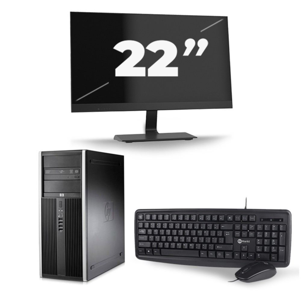 HP Compaq 8100 Elite CMT Tower - Intel Core i3-1e Generatie - 8GB RAM - 256GB SSD - Windows 10 + 1x 22 inch Monitor