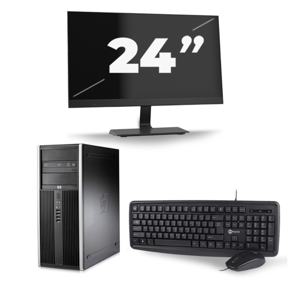 HP Compaq 8100 Elite CMT Tower - Intel Core i3-1e Generatie - 8GB RAM - 256GB SSD - Windows 10 + 1x 24 inch Monitor
