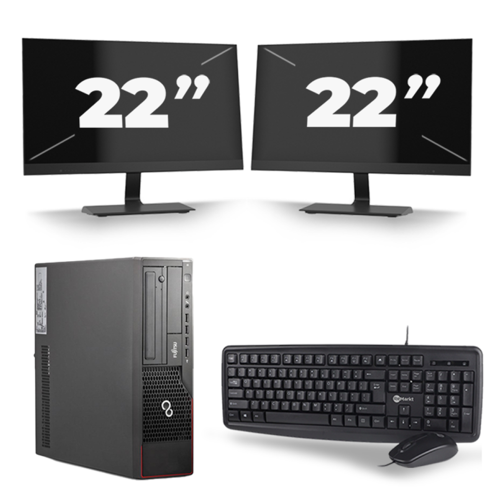 Fujitsu Esprimo E700 SFF - Intel Core i3-2e Generatie - 8GB RAM - 256GB SSD - Windows 10 + 2x 22 inch Monitor