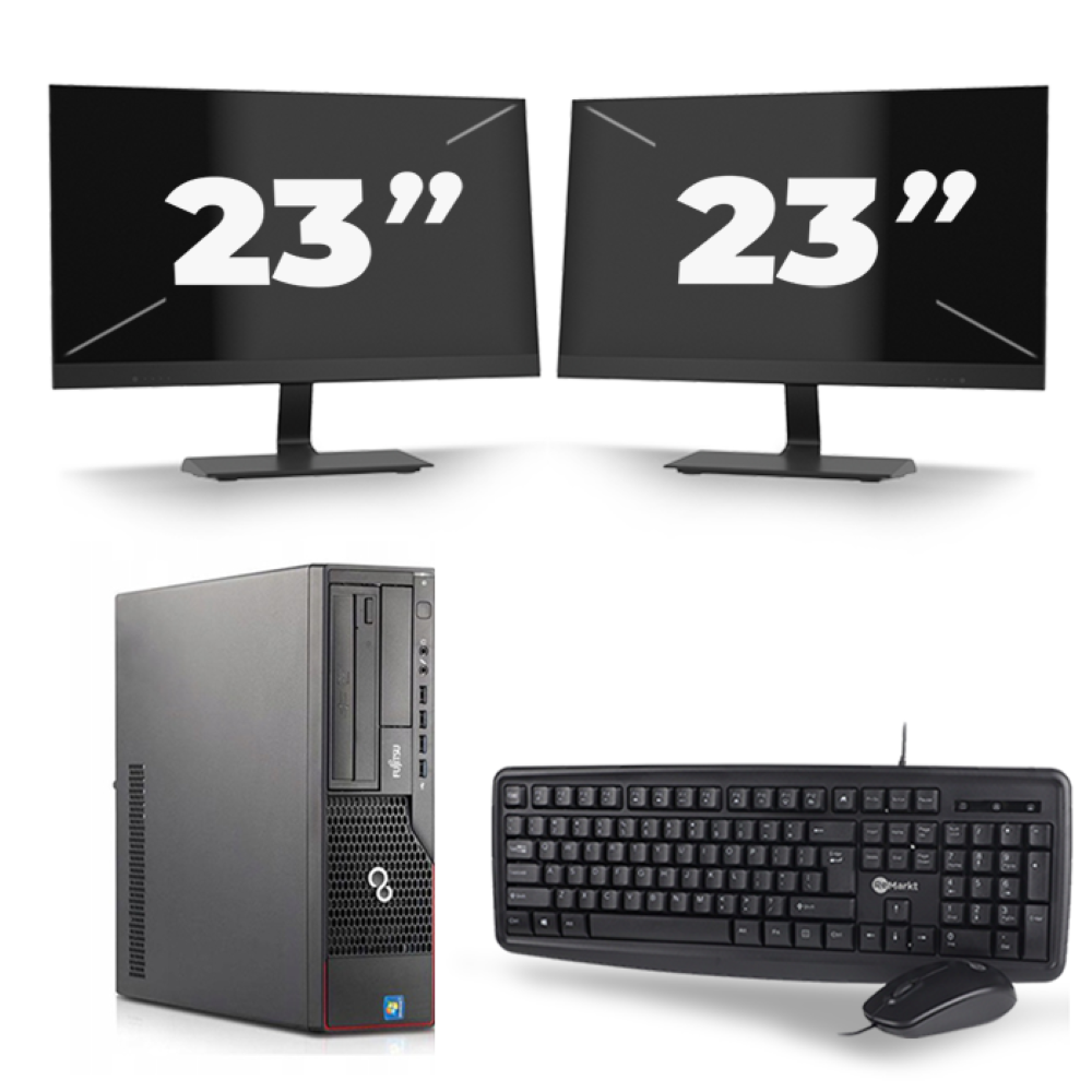 Fujitsu Esprimo E710 SFF - Intel Core i3-3e Generatie - 8GB RAM - 256GB SSD - Windows 10 + 2x 23 inch Monitor