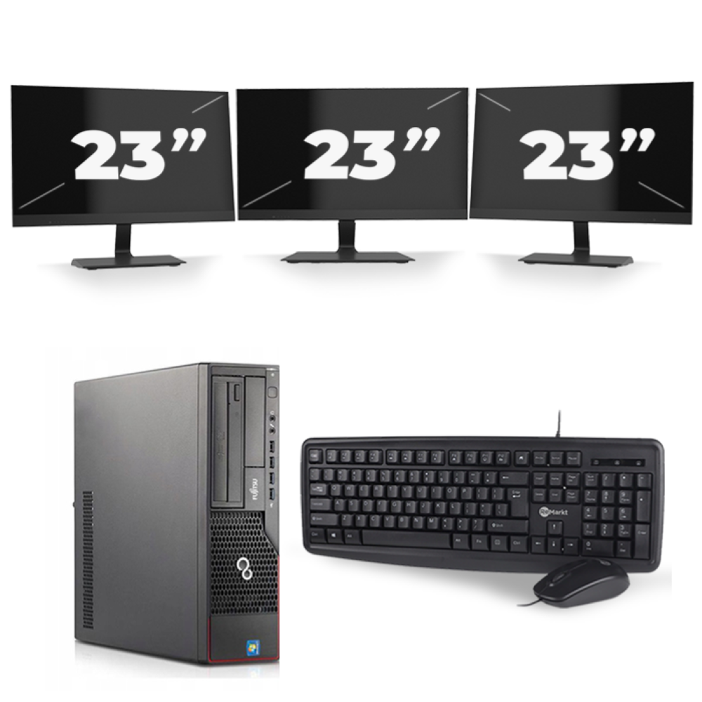 Fujitsu Esprimo E710 SFF - Intel Core i7-3e Generatie - 16GB RAM - 256GB SSD - Windows 10 + 3x 23 inch Monitor