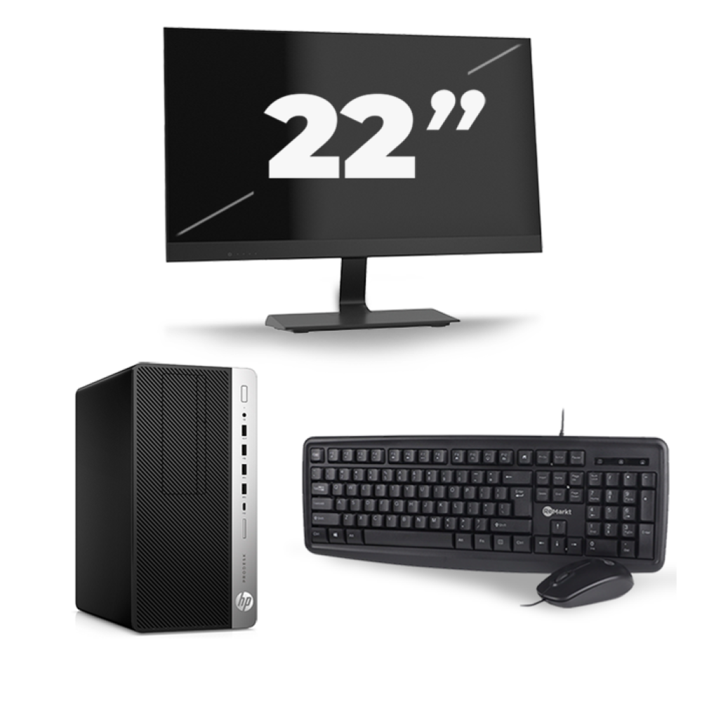 HP ProDesk 600 G3 Micro Tower - Intel Core i7-6e Generatie - 16GB RAM - 256GB SSD - Windows 11 + 1x 22 inch Monitor