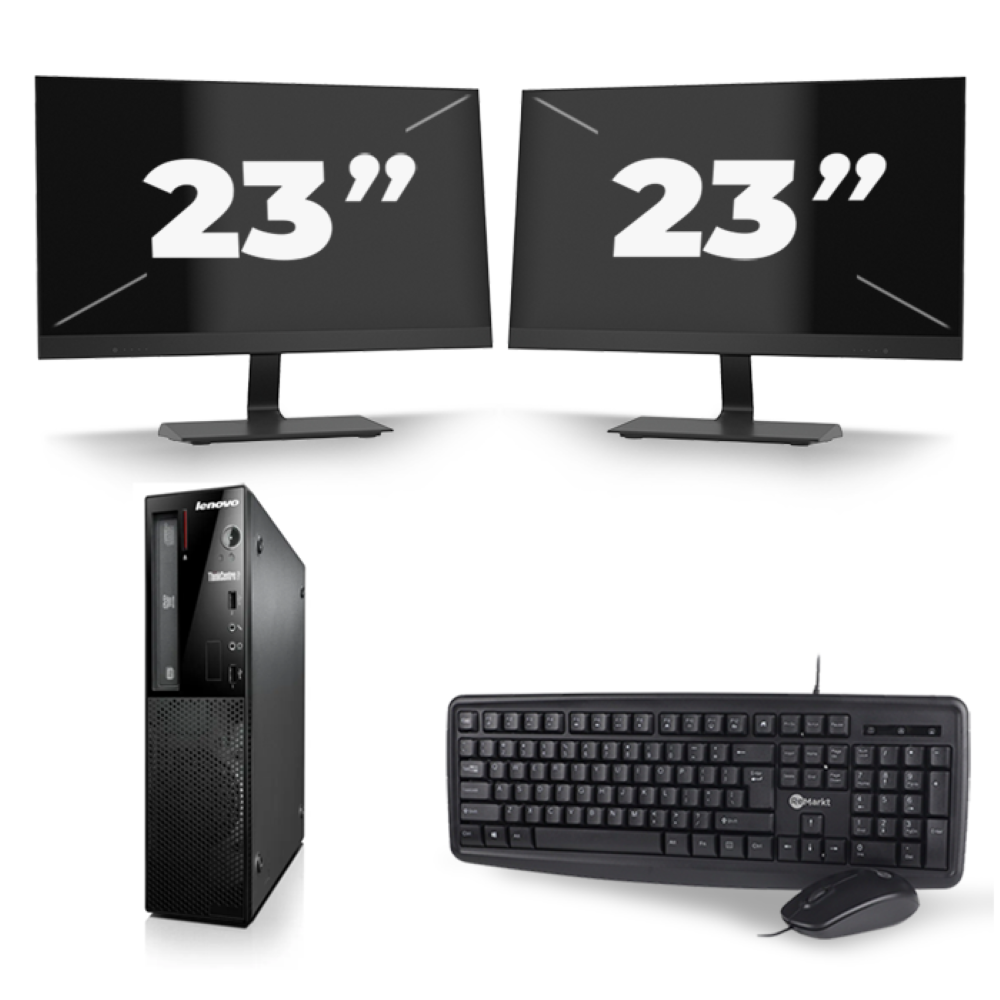 Lenovo ThinkCentre Edge 71 SFF - Intel Core i3-3e Generatie - 8GB RAM - 256GB SSD - Windows 10 + 2x 23 inch Monitor