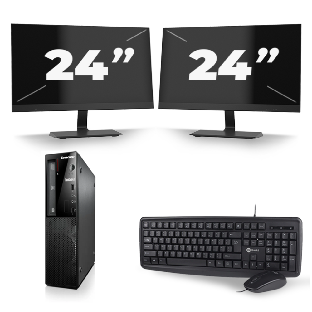Lenovo ThinkCentre Edge 71 SFF - Intel Core i7-3e Generatie - 16GB RAM - 256GB SSD - Windows 10 + 2x 24 inch Monitor