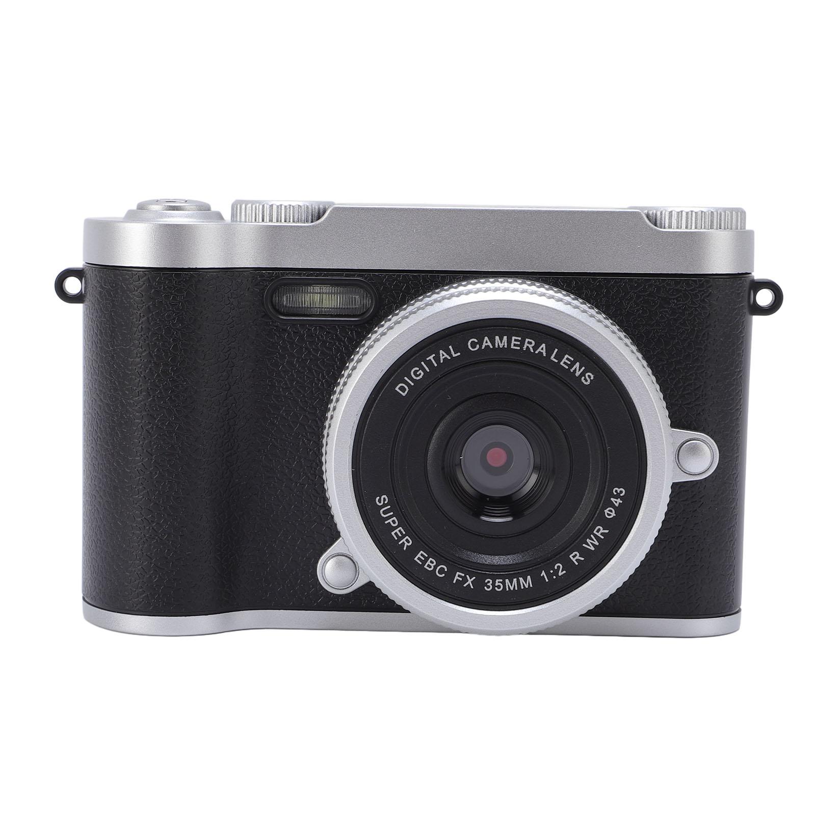 Igeteck Digitale Camera voor Tieners 48MP HD Dubbele Lens Autofocus 8x Digitale Zoom Anti-Shake Zakformaat Compact zwart