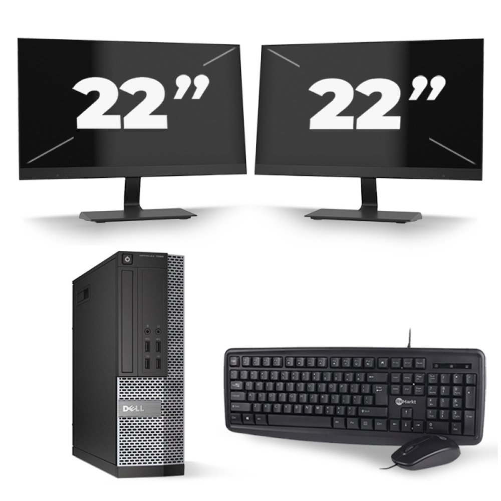 Dell Optiplex 7020 SFF - Intel Core i5-4e Generatie - 8GB RAM - 256GB SSD - Windows 10 + 2x 22 inch Monitor