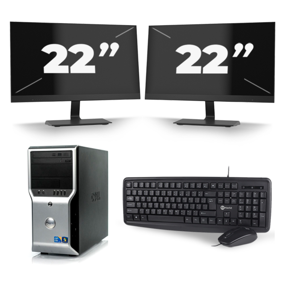 Dell Precision T1500 Micro Tower - Intel Core i3-1e Generatie - 8GB RAM - 256GB SSD - Windows 10 + 2x 22 inch Monitor